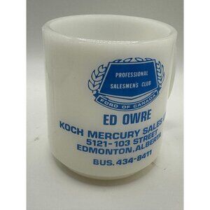 Ford Mercury Salesmen Club Glasbake White & Blue Coffee Mug Vintage